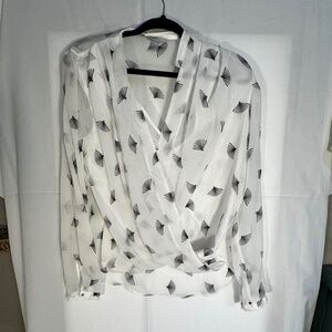 H&M Sheer White & Black Blouse — Size 12